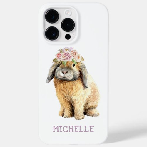 Watercolor Floral Bunny Rabbit Personalized Name Case_Mate iPhone 14 Pro Max Case