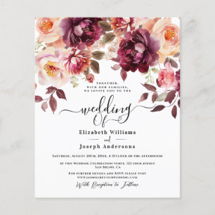 Watercolor Floral Burgundy Blush bouquets wedding Flyer