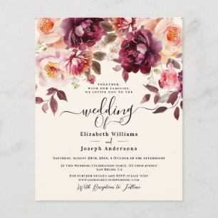 Watercolor Floral Burgundy Blush bouquets wedding Flyer