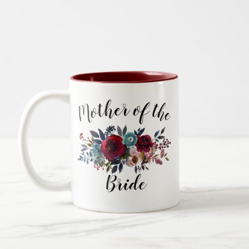 Watercolor Floral Burgundy Mother Bride Wedding Two_Tone Coffee Mug