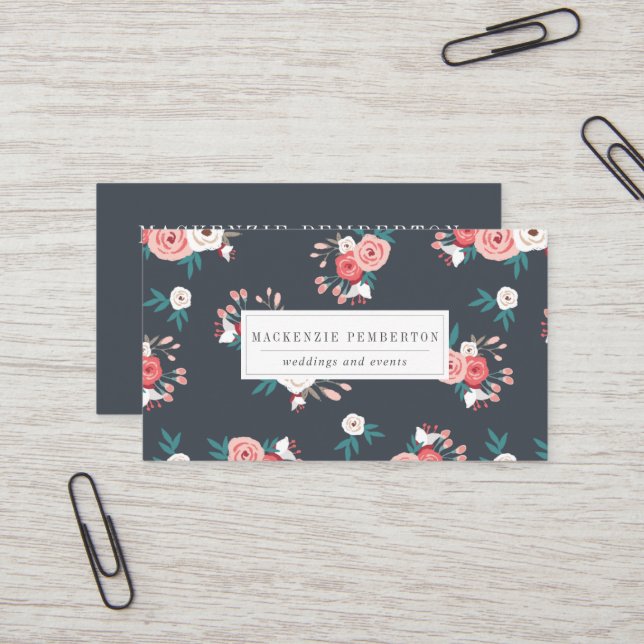 Watercolor Floral Business Card (Front/Back In Situ)
