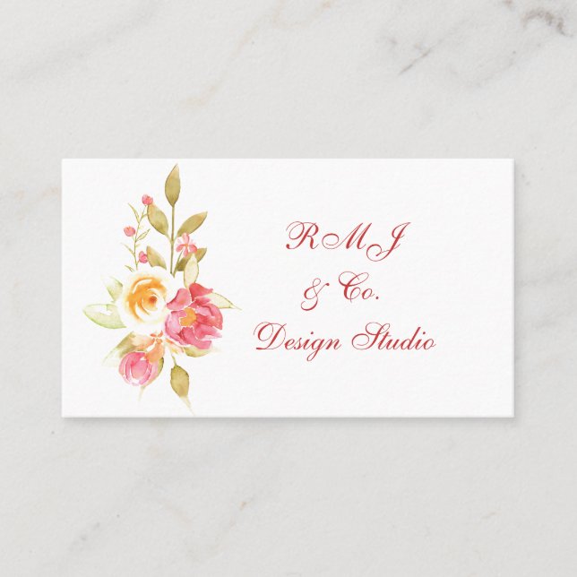 Watercolor Floral Business Card (Front)