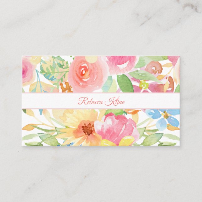 Watercolor Floral Business Card (Front)