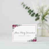 Watercolor Floral Business card | pink elegant (Standing Front)