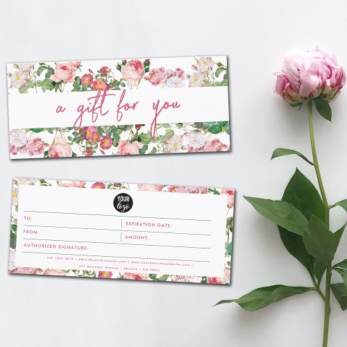 Watercolor Floral Business Logo Gift Certificate