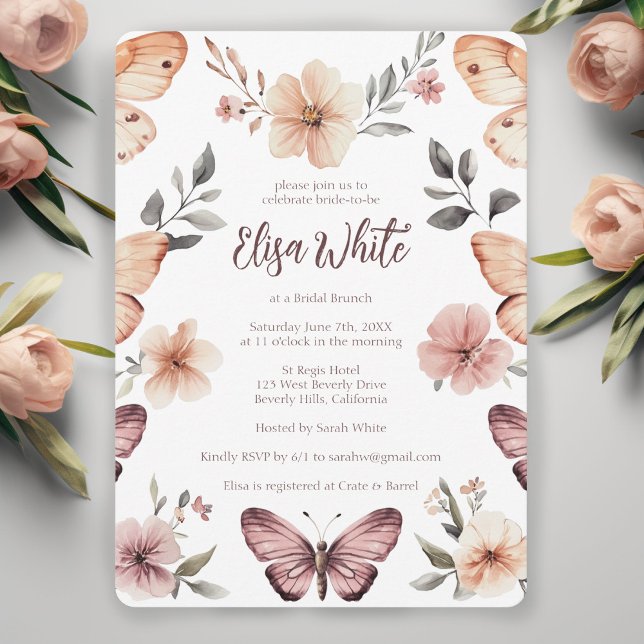 Watercolor Floral Butterflies Bridal Shower CUSTOM Invitation (Watercolor Floral Butterflies Bridal Shower CUSTOM Invitation
)