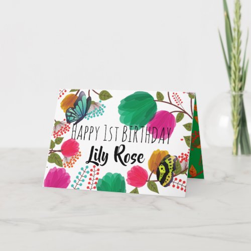 Watercolor Floral Butterfly Birthday Invitation