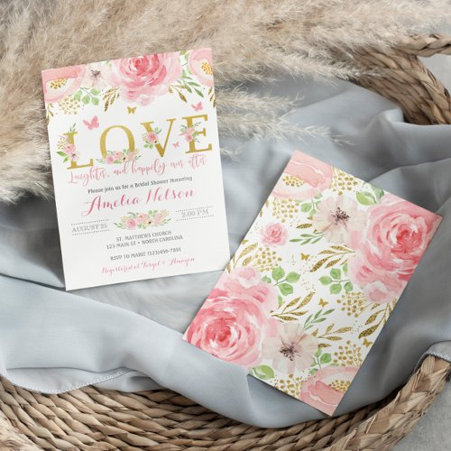 Watercolor Floral Butterfly Bridal Shower Invite