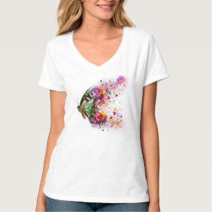 Watercolor Floral Butterfly Burst Aesthetic T-Shirt