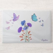 Watercolor floral butterfly custom laptop skin