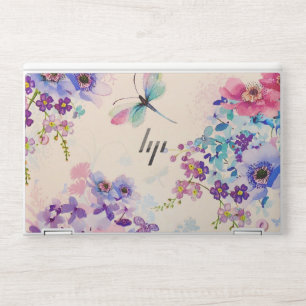 Watercolor Floral Butterfly Garden Glitter HP Laptop Skin