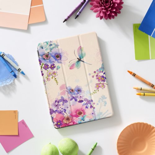 Watercolor Floral Butterfly Garden Glitter iPad Pro Cover