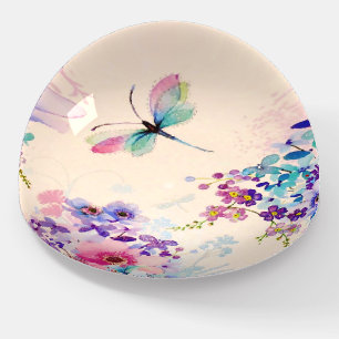 Watercolor Floral Butterfly Garden Glitter Paperweight