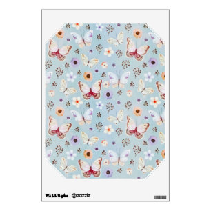 Watercolor Floral Butterfly Meadow Wall Decal