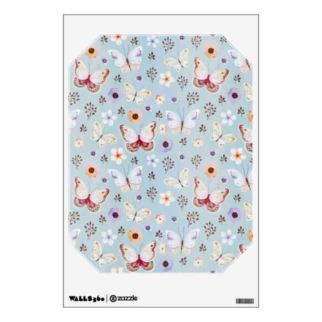 Watercolor Floral Butterfly Meadow Wall Decal (Front)