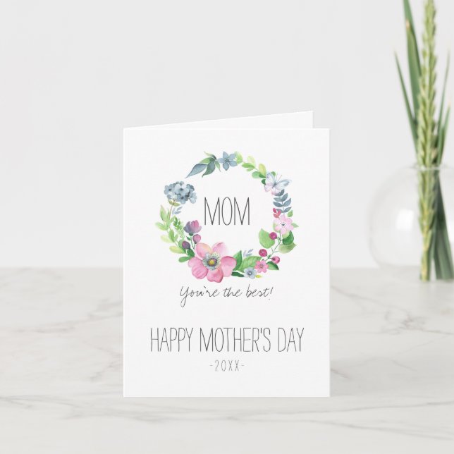 Watercolor Floral & Butterfly | Mother's Day Card (Front)