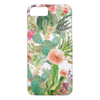 Watercolor Floral Cactus Pattern iPhone 7 Case