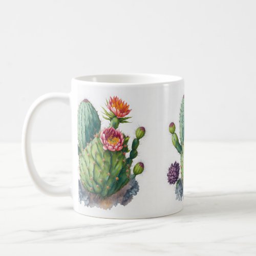 Watercolor Floral Cactus Succulent Plant Gift  Coffee Mug