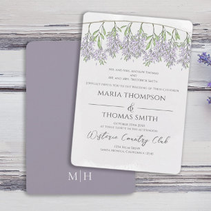 Watercolor Floral Calligraphy Script Wisteria Invitation