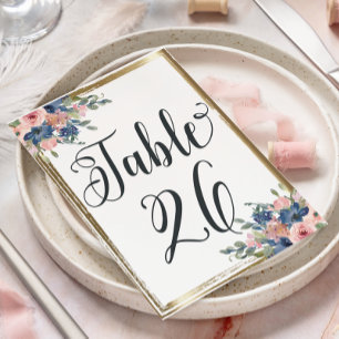 Watercolor Floral Calligraphy Table Number Card 
