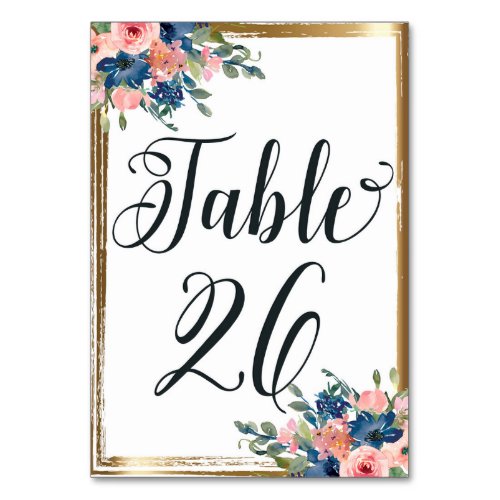 Watercolor Floral Calligraphy Table Number Card 26