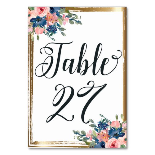 Watercolor Floral Calligraphy Table Number Card 27