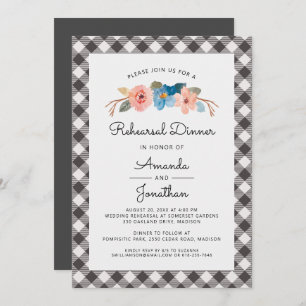 Watercolor Floral Casual Wedding Rehearsal Dinner Invitation