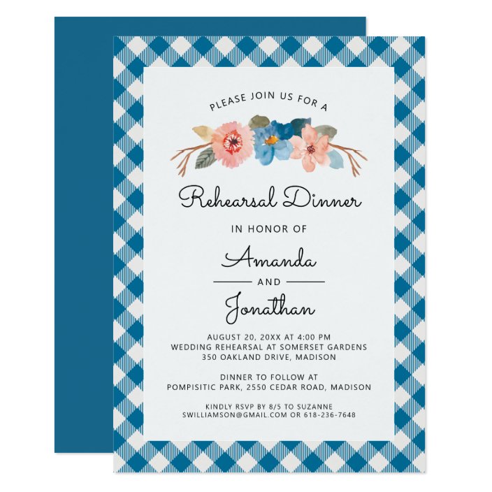 Watercolor Floral Casual Wedding Rehearsal Dinner Invitation