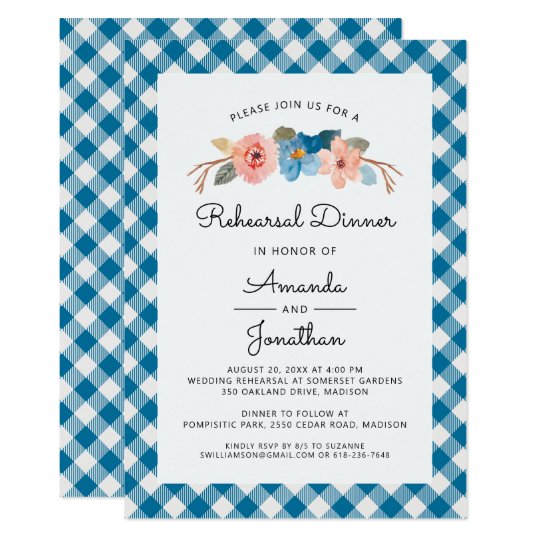 Watercolor Floral Casual Wedding Rehearsal Dinner Invitation