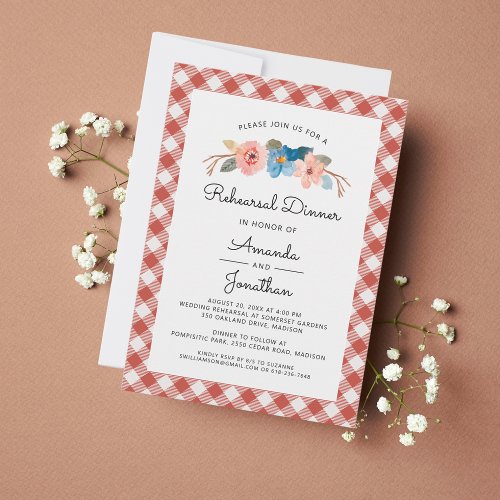 Watercolor Floral Casual Wedding Rehearsal Dinner Invitation