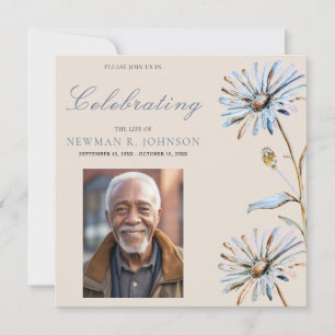 Watercolor Floral Celebration of Life Photo Invitation