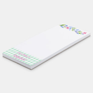 Watercolor Floral Check LIFE is Better TOWN NAME Magnetic Notepad