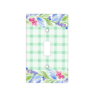 Watercolor Floral Check Light Switch Cover