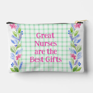 Watercolor Floral Check Nurses are the Best Gift Accessory Pouch