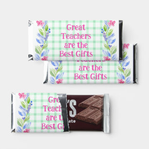 Watercolor Floral Check Teachers are Best Gift Hershey Bar Favors