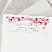 Blush Pink Floral Rustic Wedding Return Address Label