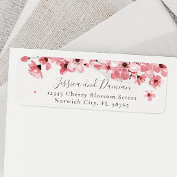 Watercolor Floral Cherry Blossom Return Address Label