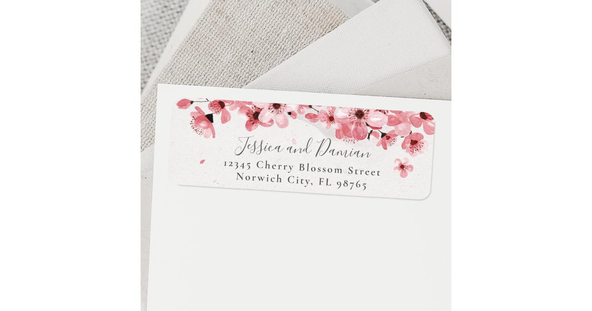 Watercolor Floral Cherry Blossom Return Address Label | Zazzle
