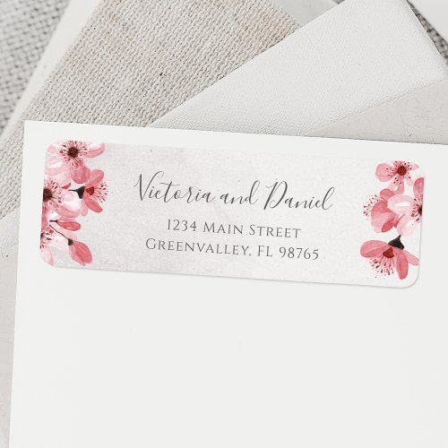 Watercolor Floral Cherry Blossom Return Address Label