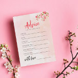 Watercolor Floral Cherry Blossom Spring Wedding Advice Card<br><div class="desc">This Pink Watercolor Floral Cherry Blossom Wedding Advice Card is a unique and stylish way to gather advice and well wishes from guests at a wedding. The delicate floral design and soft pink watercolor background create a romantic and elegant atmosphere, perfect for any spring or summer wedding. The card is...</div>