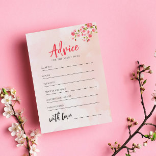 Watercolor Floral Cherry Blossom Spring Wedding Advice Card
