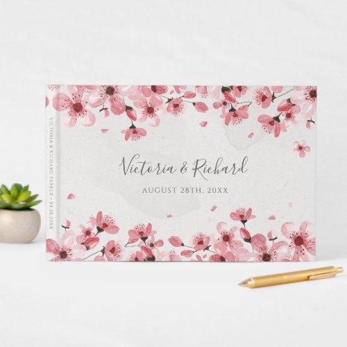 Watercolor Floral Cherry Blossom Wedding Guest Book