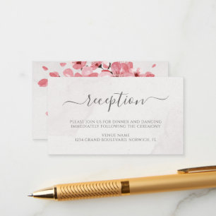 Watercolor Floral Cherry Blossom Wedding Reception Enclosure Card