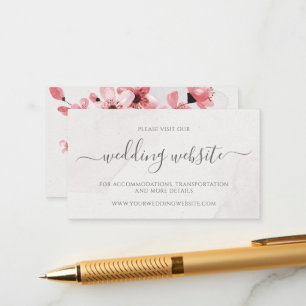 Watercolor Floral Cherry Blossom Wedding Website Enclosure Card