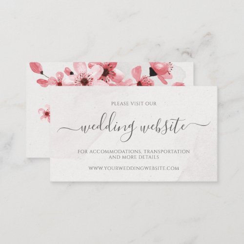 Watercolor Floral Cherry Blossom Wedding Website Enclosure Card