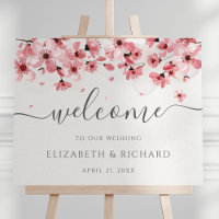 Watercolor Floral Cherry Blossom Wedding Welcome
