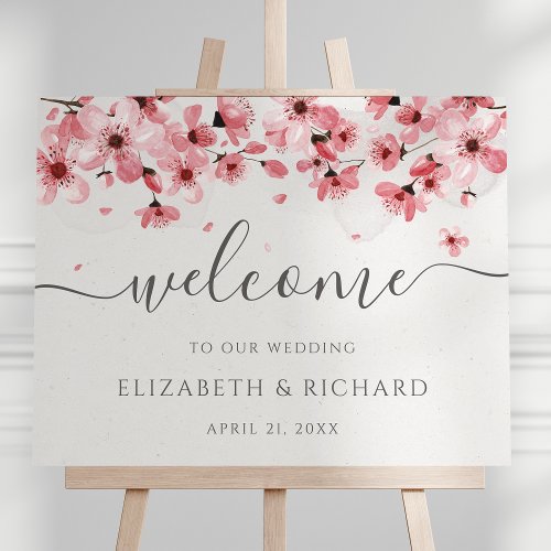 Watercolor Floral Cherry Blossom Wedding Welcome Foam Board