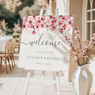 Watercolor Floral Cherry Blossom Wedding Welcome Poster