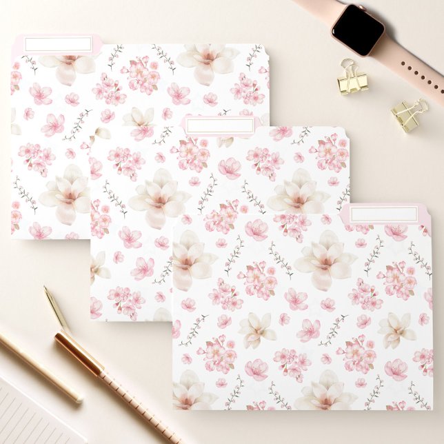 Watercolor Floral Chery Blossom File Folders (Watercolor Floral Chery Blossom File Folders)