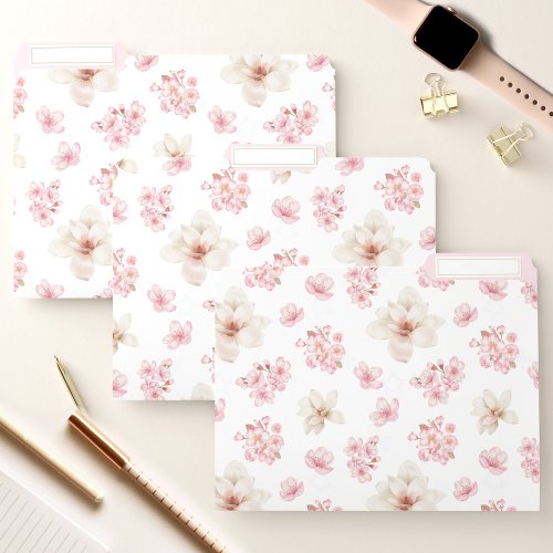 Watercolor Floral Chery Blossom Magnolia File Folder